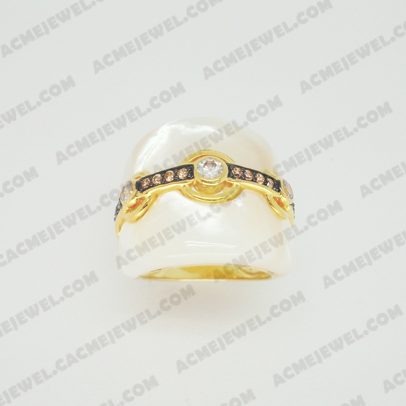 Rings Brass shiny 2-tone(black rhodium/ gold plating)