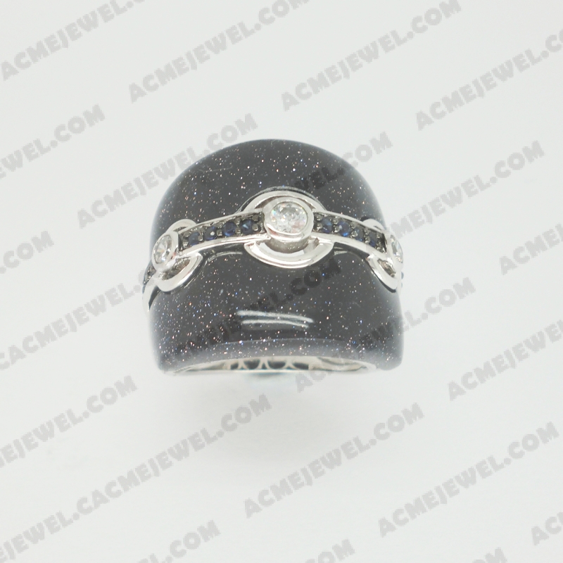 Rings Brass shiny 2-tone(black rhodium/rhodium plating)