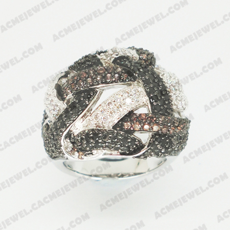 Rings Brass shiny 2-tone(black rhodium/rhodium plating)