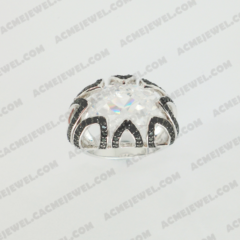 Rings Brass shiny 2-tone(black rhodium/rhodium plating)