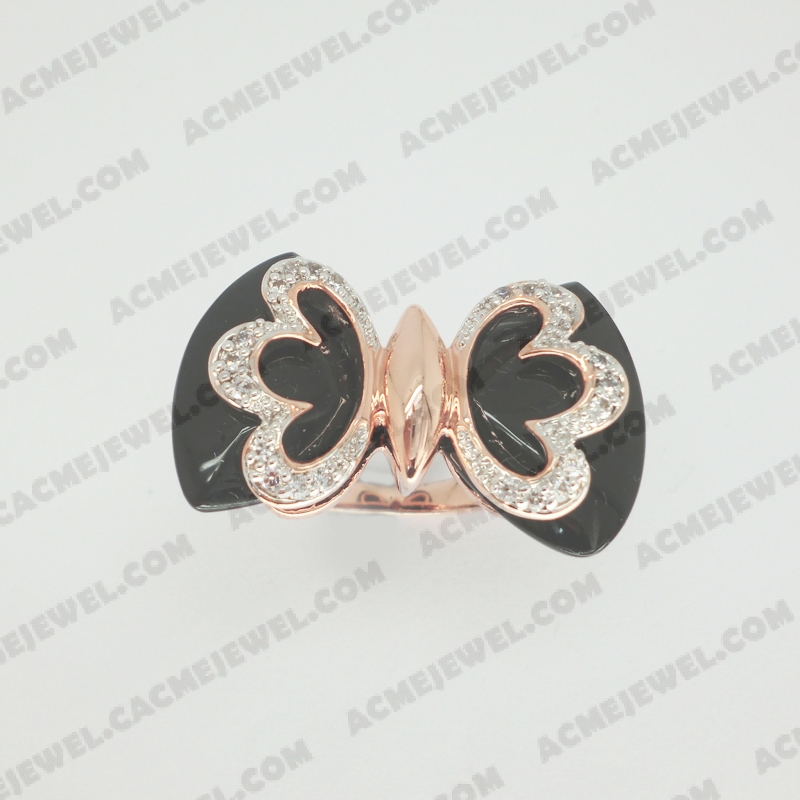 Rings Brass shiny 2-tone(rhodium/rose gold plating)