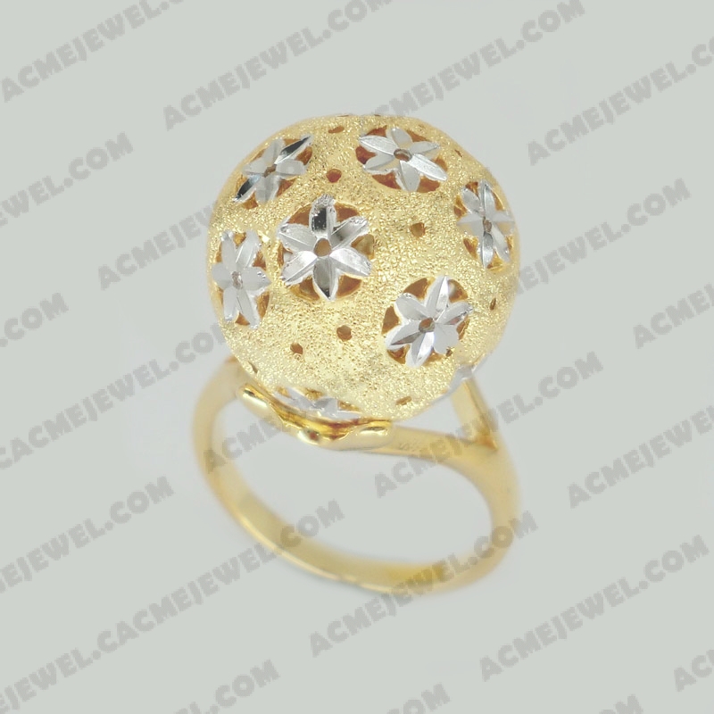 Rings Brass sparkling / pattern engraving / shiny 3-tone(gold  plating(sparkling finishing) / rhodium plating(pattern engraving) / gold plating)