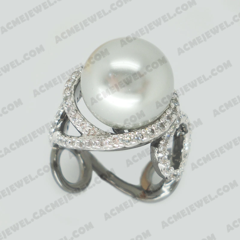 Rings Brass shiny 2-tone(rhodium /black rhodium plating)