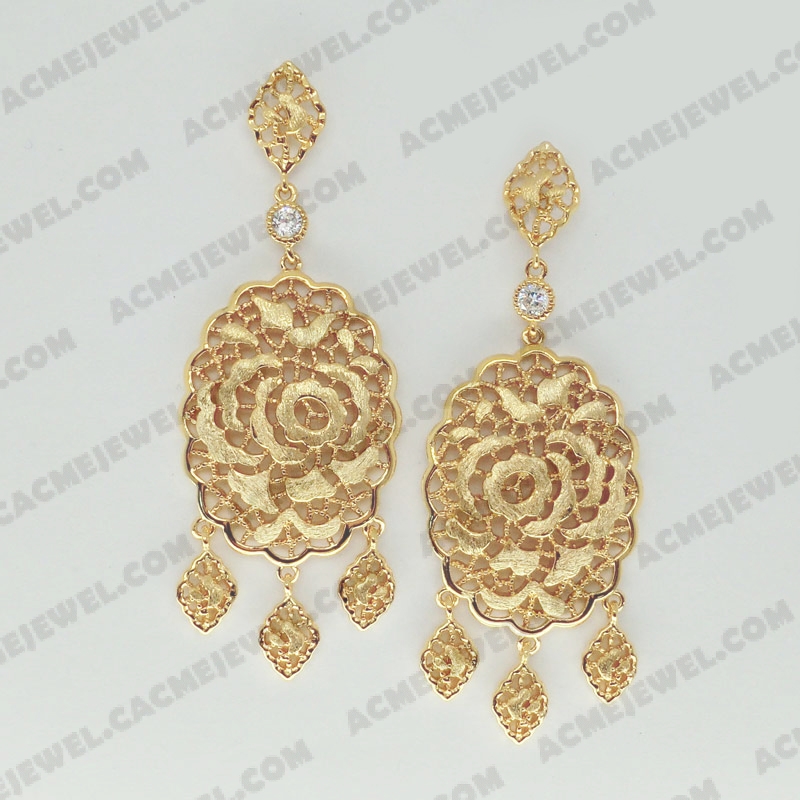 Earrings Brass sand / shiny 2-Tone(Gold plating (Sand finishing)/Gold plating )