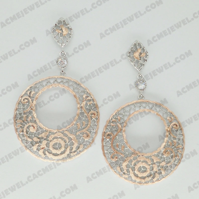 Earrings Brass shiny 2-Tone(Rhodium plating/Chocolate gold plating)