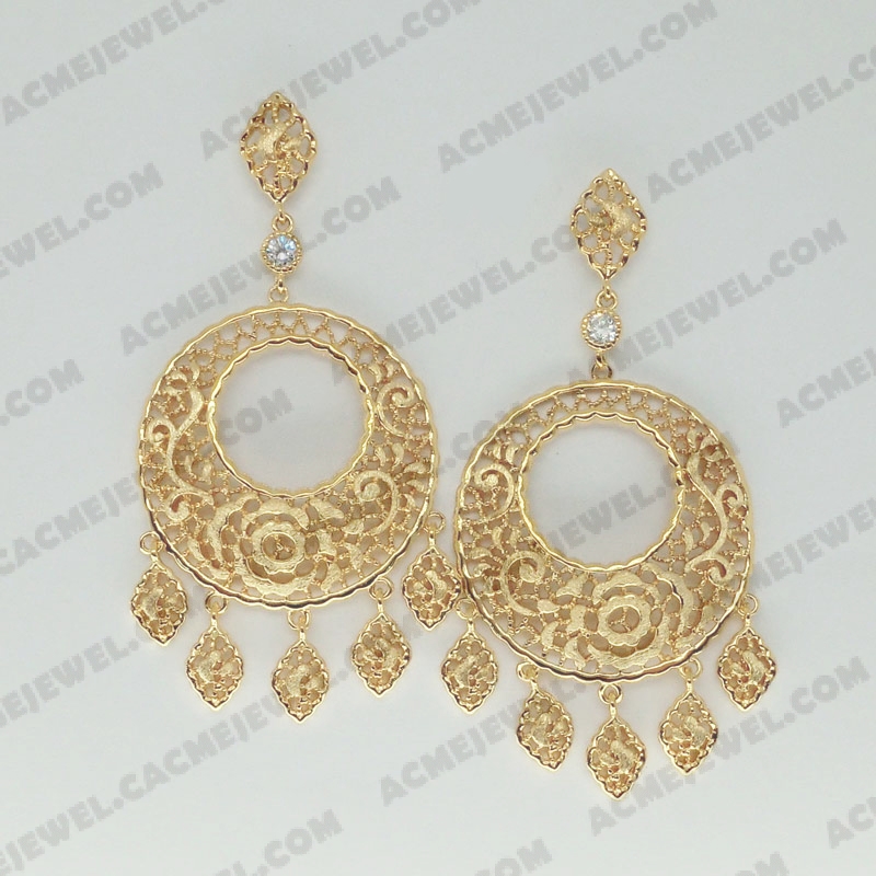 Earrings Brass sand / shiny 2-Tone(Gold plating (Sand finishing)/Gold plating )