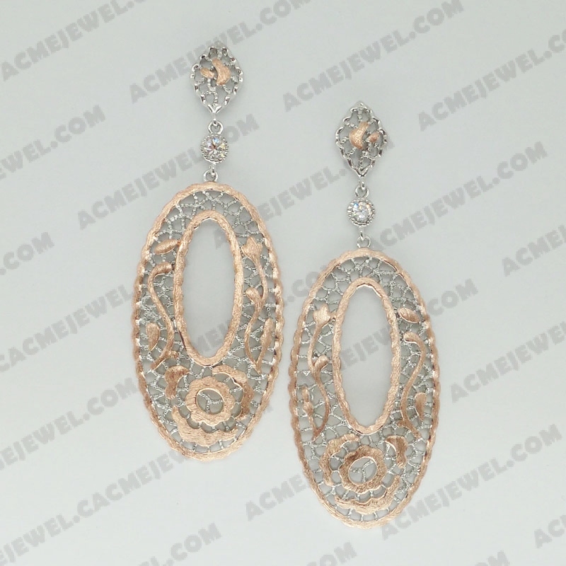 Earrings Brass shiny 2-Tone(Rhodium plating/Chocolate gold plating)