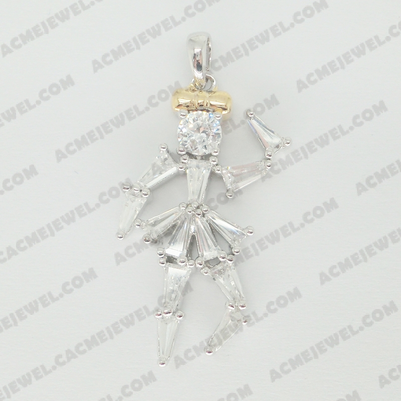 Pendants Brass shiny 2-tone(rhodium plating / gold plating)