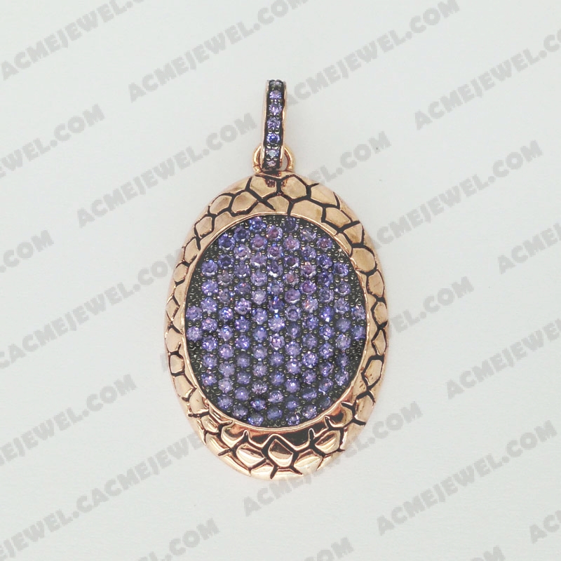 Pendants Brass shiny / smear 2-tone(rose gold plating / black smear)
