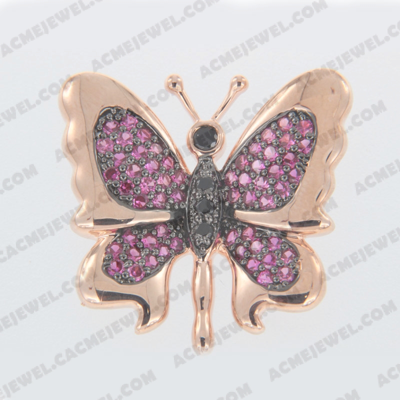 Pendants Brass shiny 2-tone(rose gold / black rhodium plating)