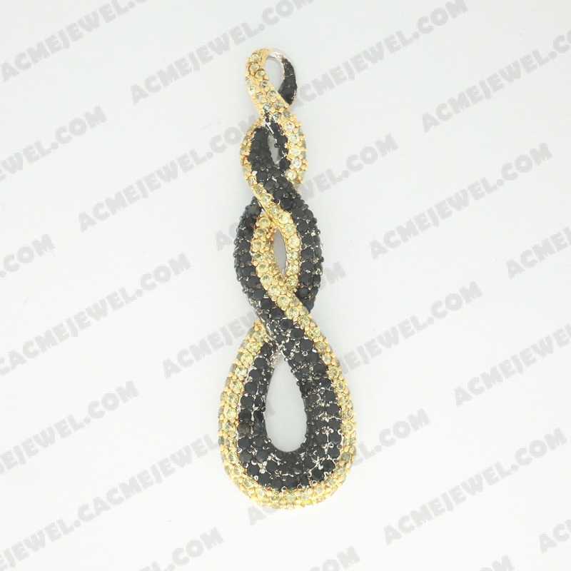 Pendants Brass shiny 3-tone(rhodium plating / gold plating / black rhodium plating)