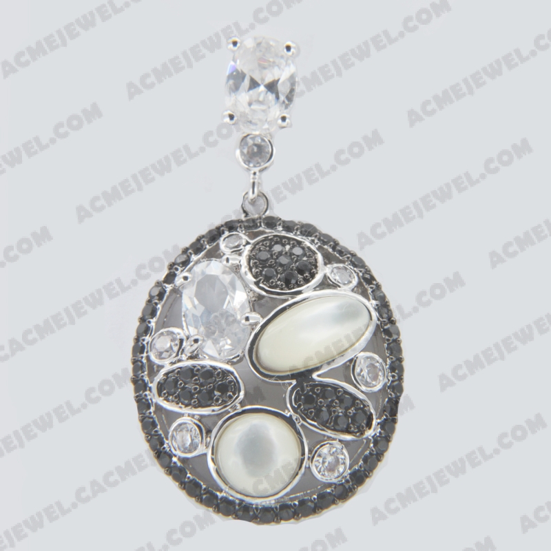 Pendants Brass shiny 2-tone(rhodium / black rhodium plating)