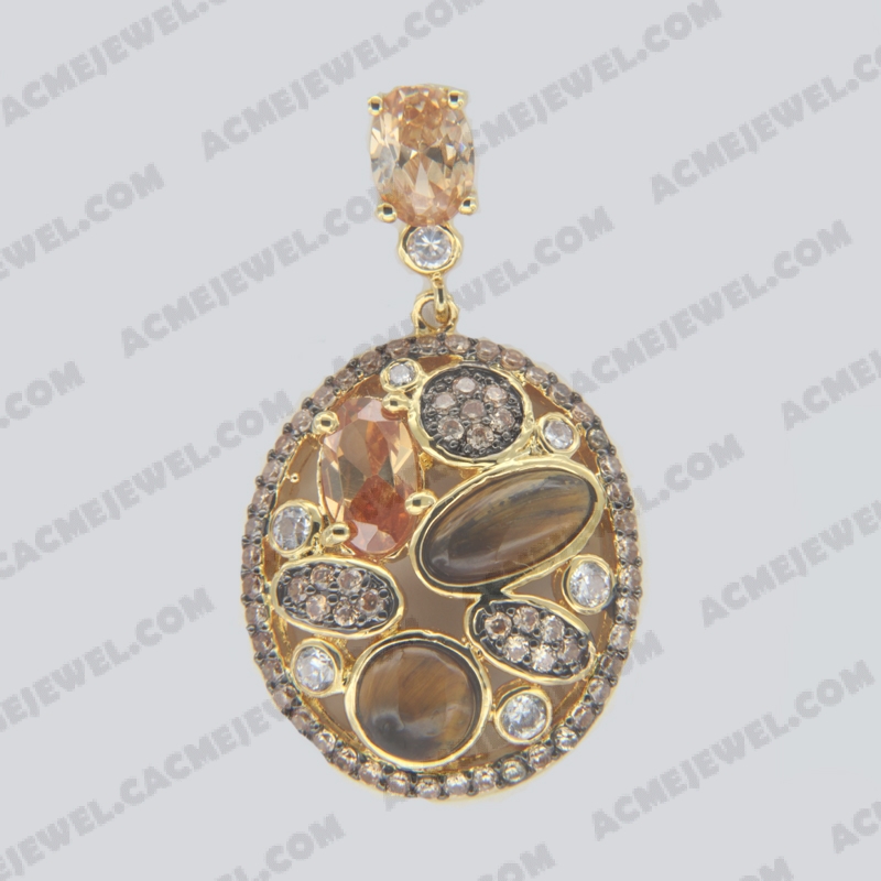 Pendants Brass shiny 2-tone(black rhodium/gold plating)
