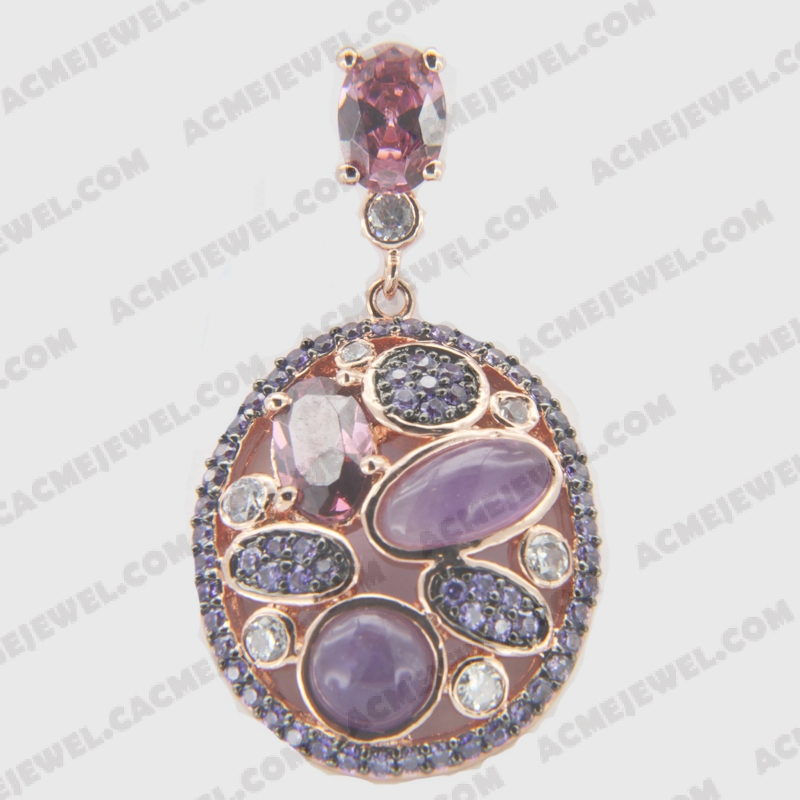 Pendants Brass shiny 2-tone(rose gold / black rhodium plating)
