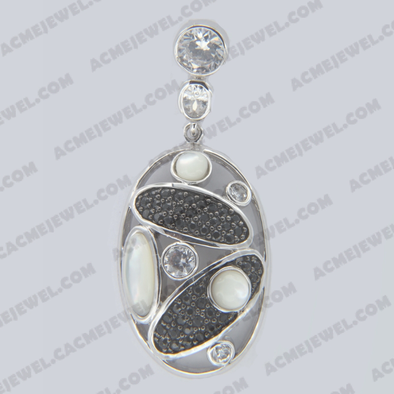 Pendants Brass shiny 2-tone(rhodium / black rhodium plating)