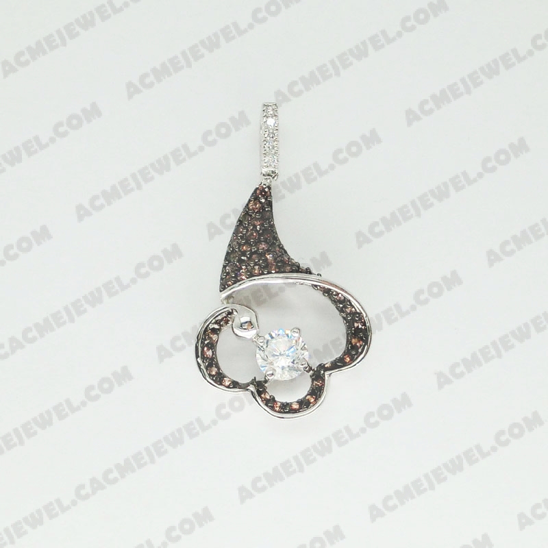 Pendants Brass shiny 2-tone(rhodium / black rhodium plating)