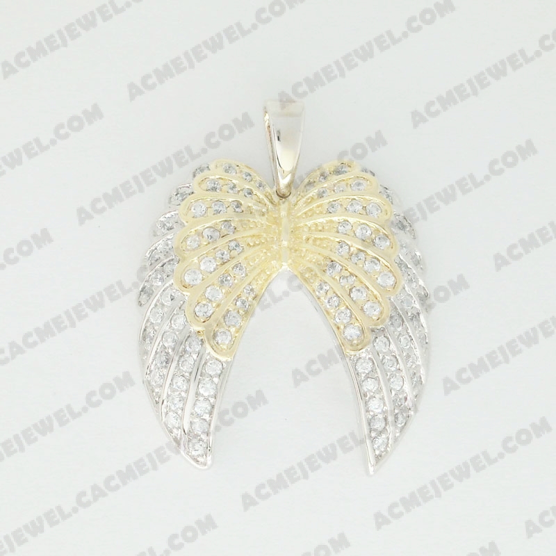 Pendants Brass shiny 2-tone(rhodium / gold plating)