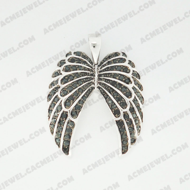 Pendants Brass shiny 2-tone(rhodium / black rhodium plating)