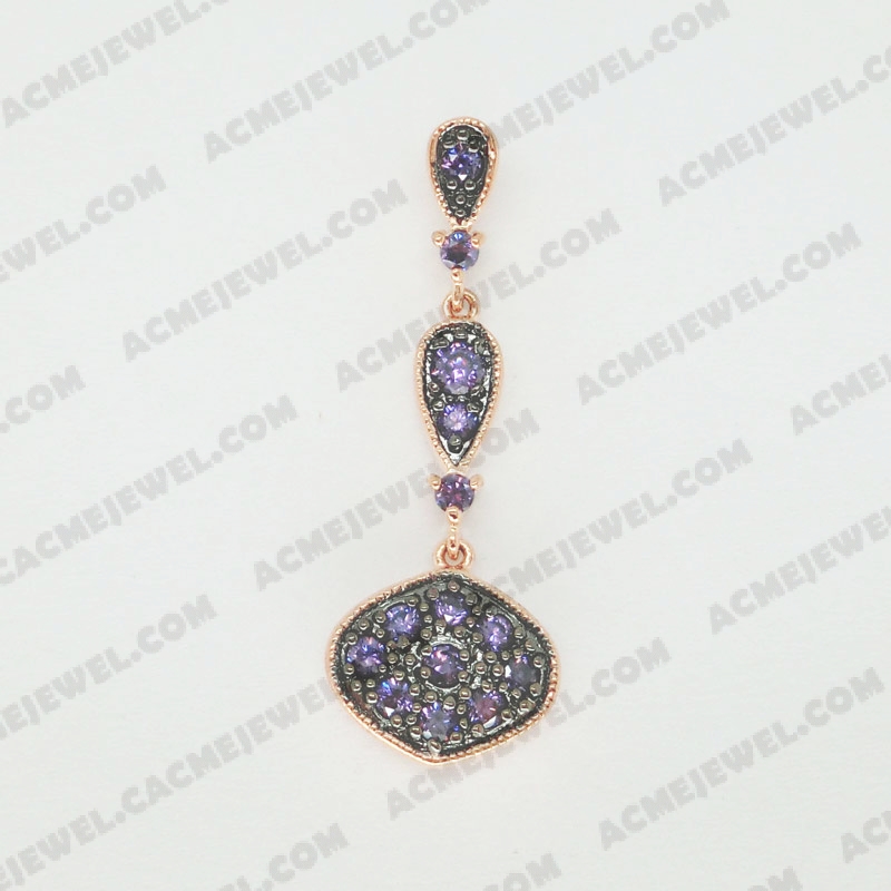 Pendants Brass shiny 2-tone(rose gold / black rhodium plating)