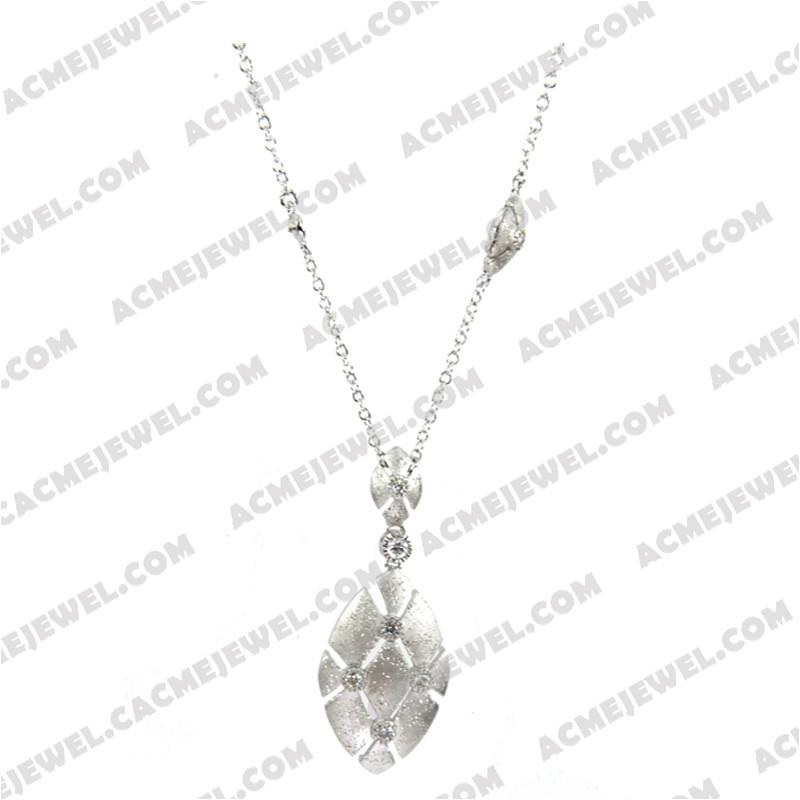 Necklace 925 Sterling Silver 3-tone Matt rhodium + rhodium + sparkling finish