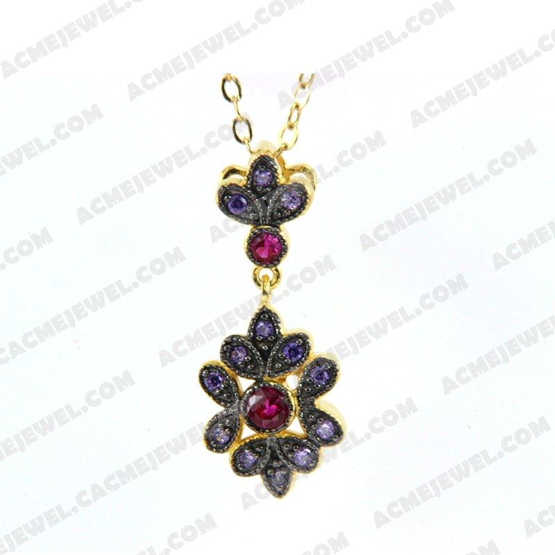 Pendants 925 Sterling Silver 2-tone Gold and black rhodium