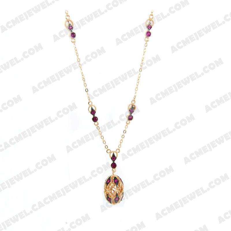 Necklace 925 Sterling Silver 2-tone Rose gold and black rhodium