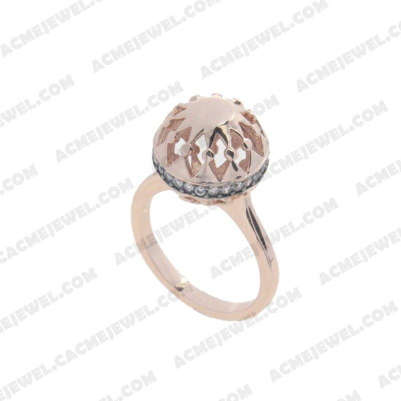 Rings 925 Sterling Silver 2-tone Rose gold and black rhodium