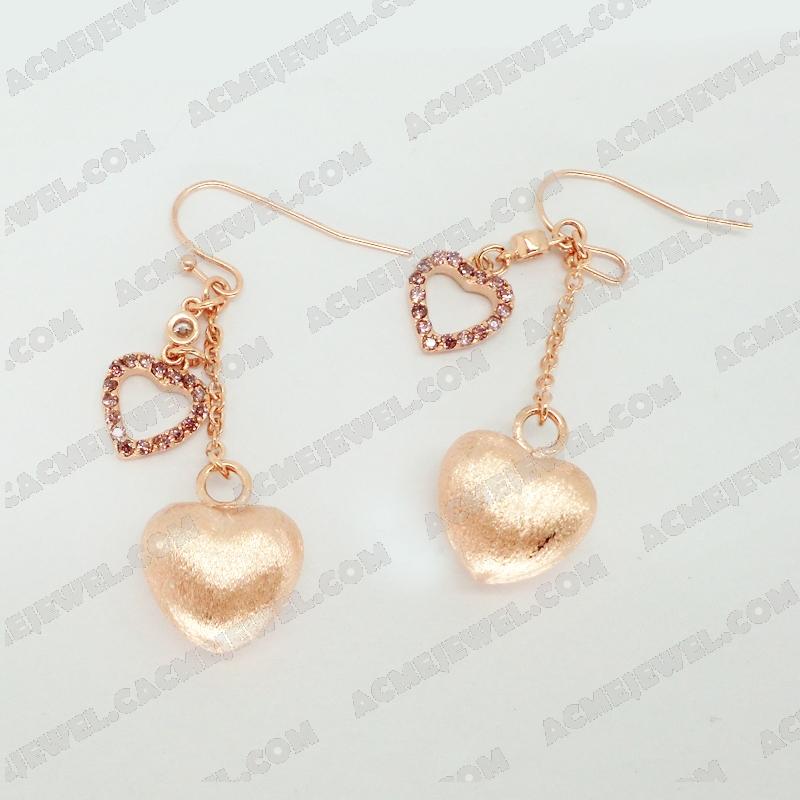 Earrings 925 sterling silver  2-tone Rose gold and rose gold (sand finishing)