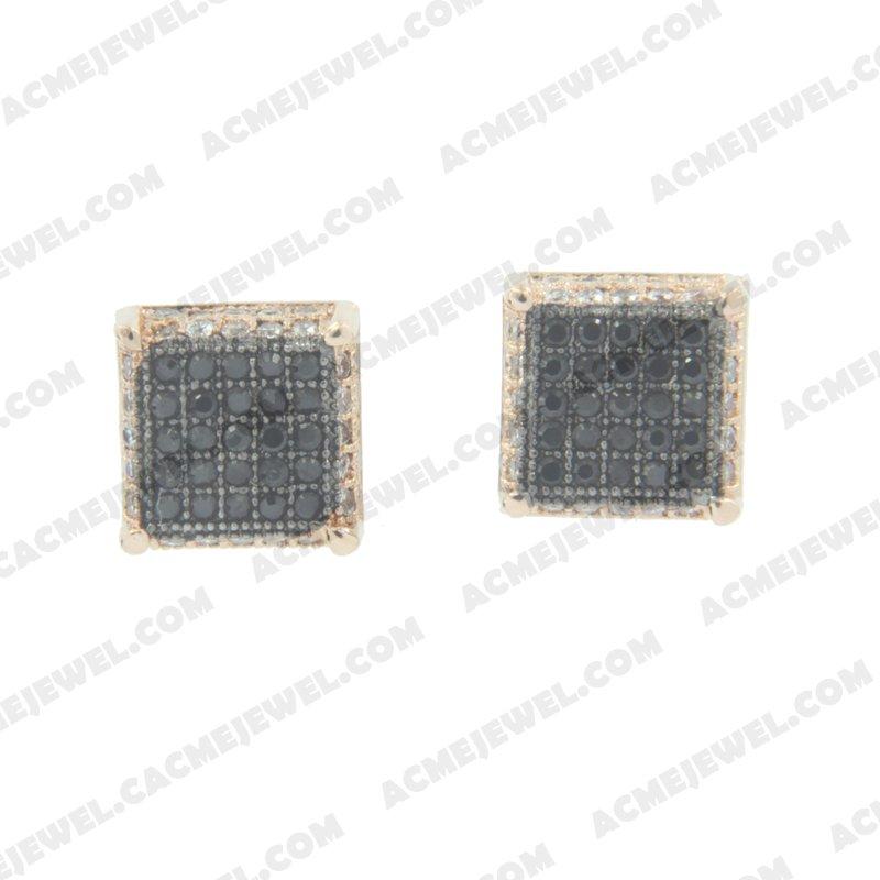 Earrings 925 sterling silver  2-tone Rose gold and black rhodium