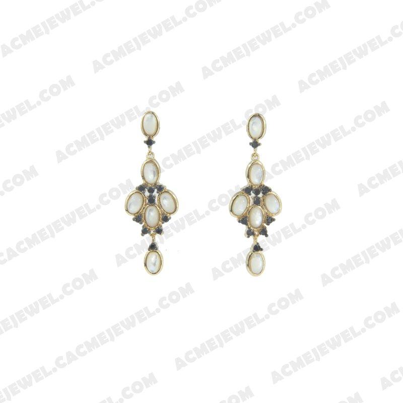 Earrings 925 sterling silver  2-tone Gold and black rhodium