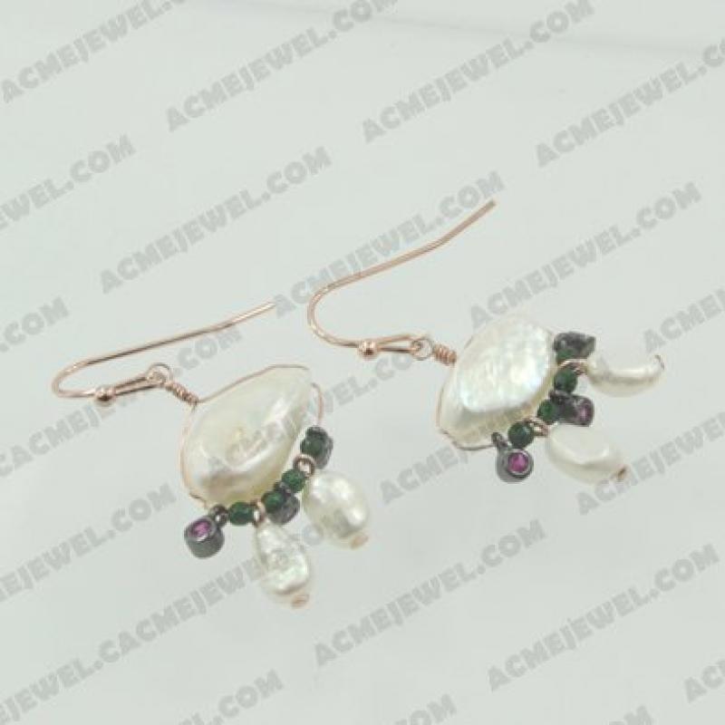 Earrings 925 sterling silver  2-tone Rose gold and black rhodium