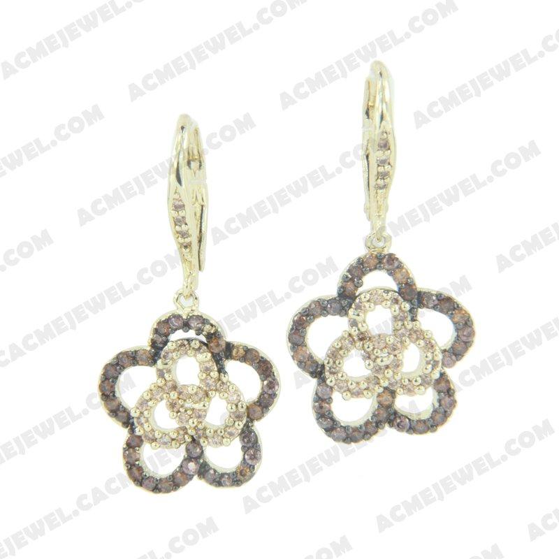 Earrings 925 sterling silver  2-tone Gold and black rhodium