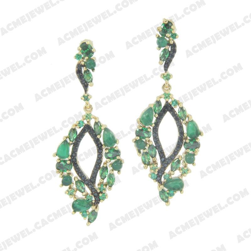 Earrings 925 sterling silver  2-tone Gold and black rhodium