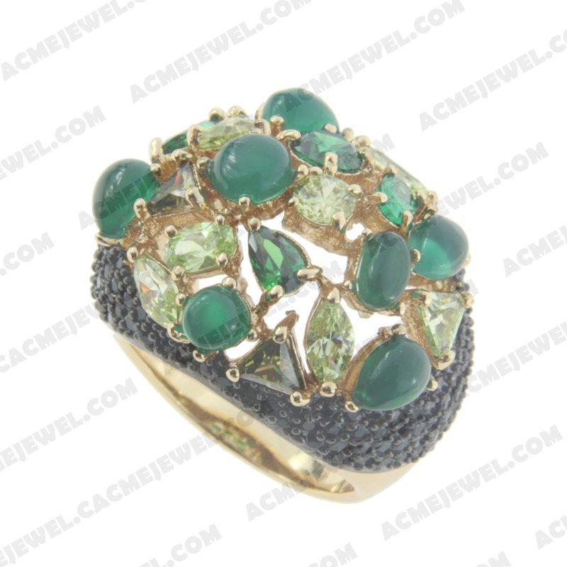 Rings 925 Sterling Silver 2-tone Gold and black rhodium