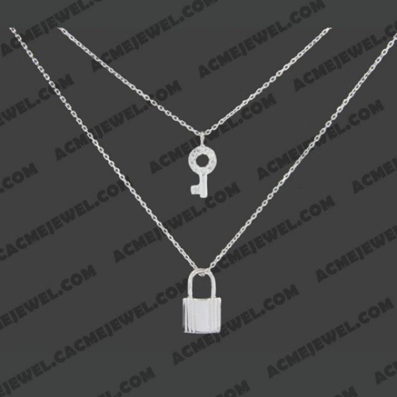 Necklace 925 Sterling Silver  Rhodium 