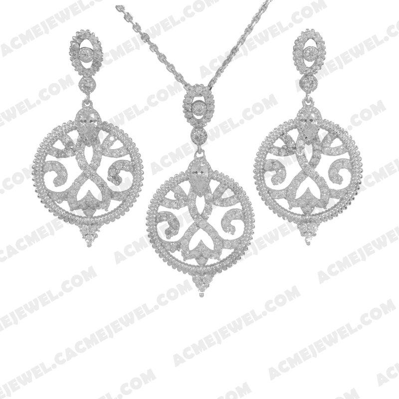 Jewellery Set 925 sterling silver  White Rhodium 