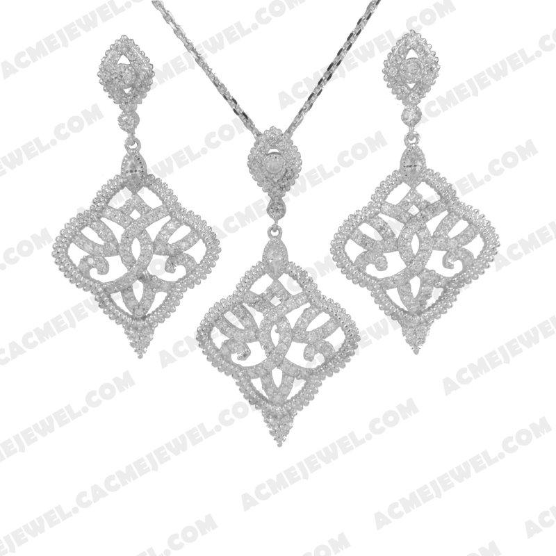 Jewellery Set 925 sterling silver  White Rhodium 