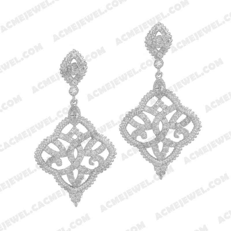 Earrings 925 sterling silver  White Rhodium 