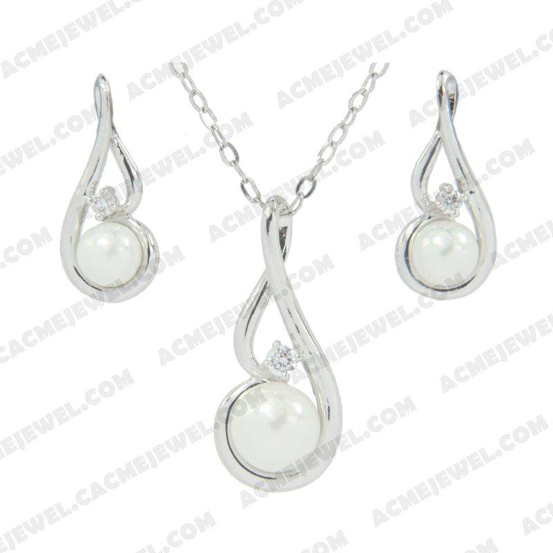 ﻿Jewellery Set 925 sterling silver  White Rhodium 