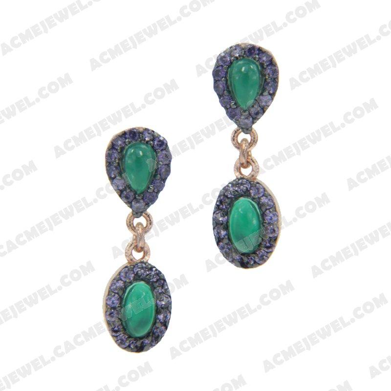 Earrings 925 Sterling Silver 2-tone Rose gold and black rhodium