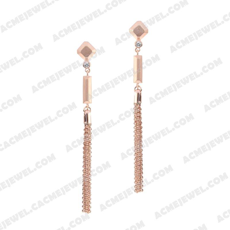Earrings 925 Sterling Silver 2-tone Rose gold and matt rose gold