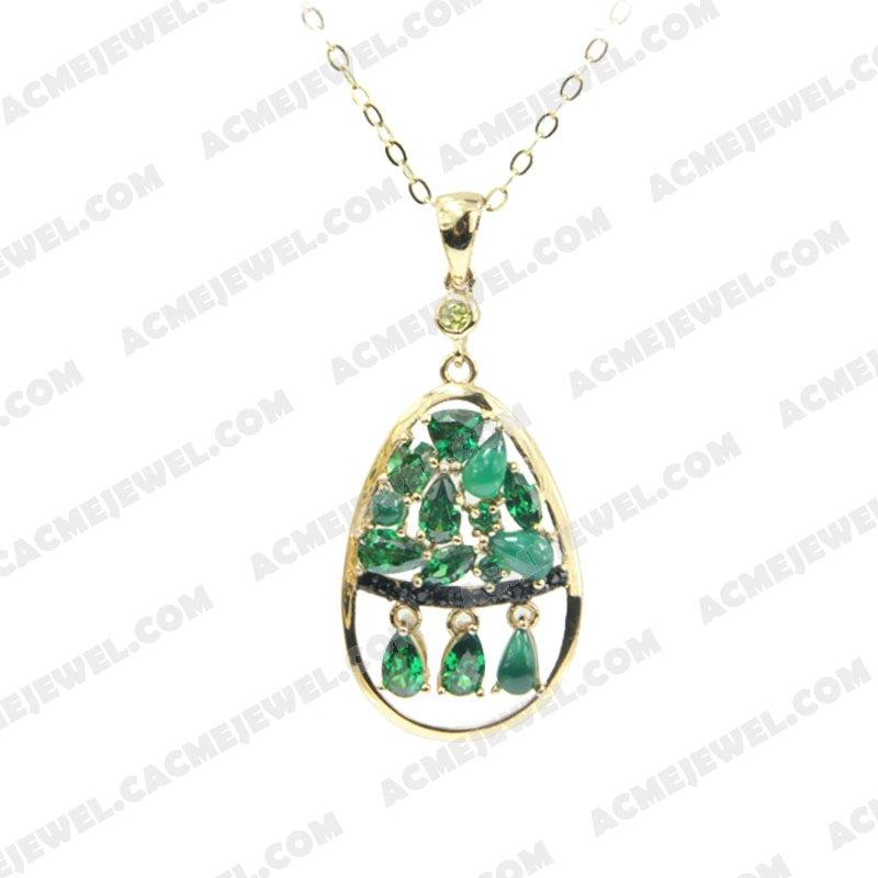 Pendants 925 Sterling Silver 2-tone Gold and black rhodium