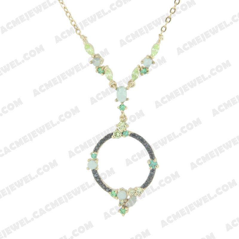 Necklace 925 Sterling Silver 2-tone Gold and black rhodium