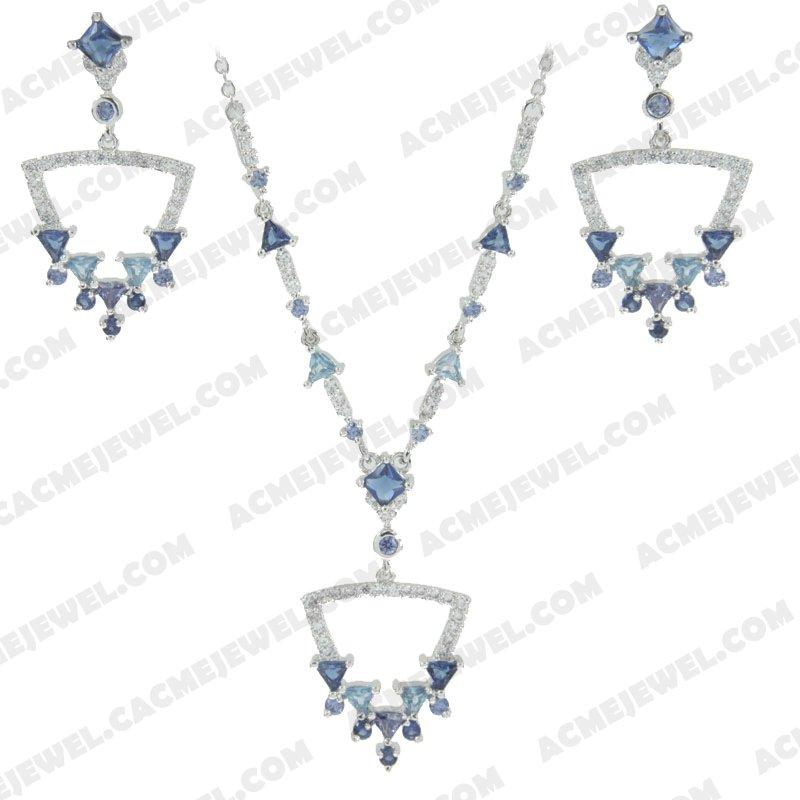﻿Jewellery Set 925 Sterling Silver  Rhodium