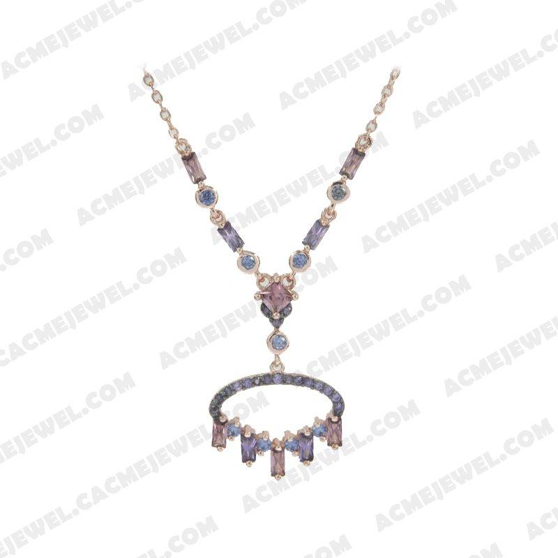 Necklace 925 sterling silver  2-tone Rose gold and black rhodium
