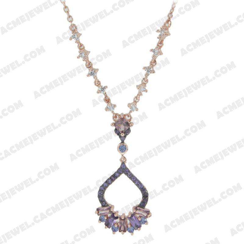 Necklace 925 sterling silver  2-tone Rose gold and black rhodium