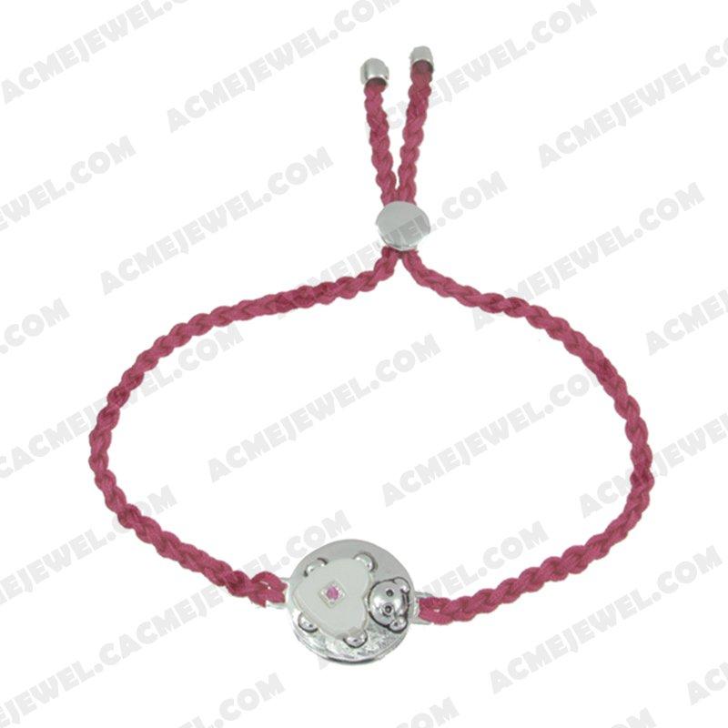 Bracelets & Bangles Cord with 925 sterling silver 2-tone Rhodium and black smear