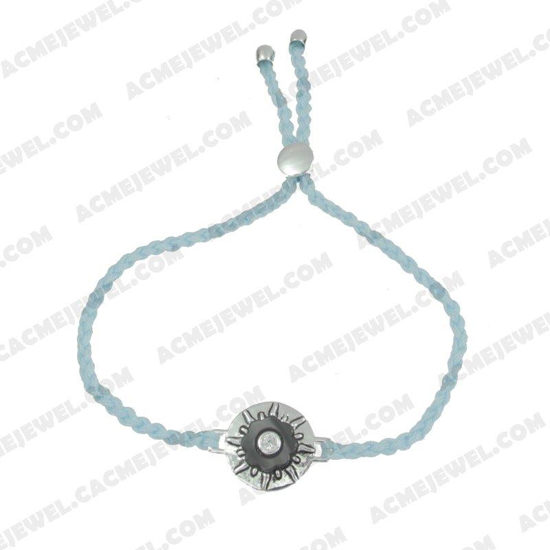 Bracelets & Bangles Cord with 925 sterling silver 2-tone Rhodium and black smear