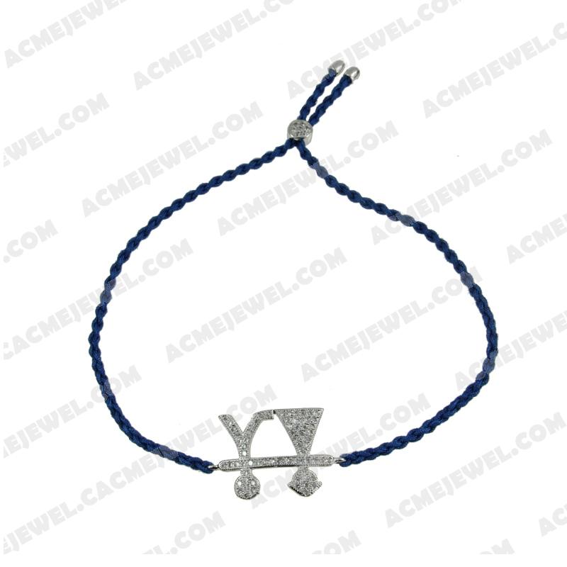 Bracelets & Bangles Cord with 925 sterling silver  Rhodium 