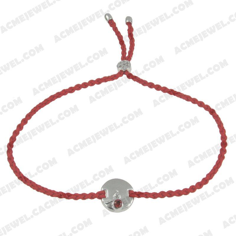 Bracelets & Bangles Cord with 925 sterling silver 2-tone Gold and rhodium